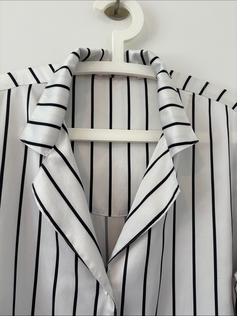 La Vie En Rose White Blouse with Black Stripes